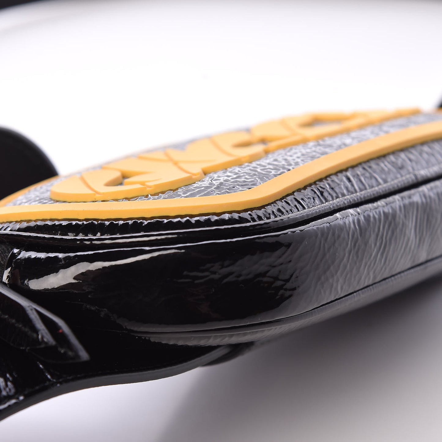 Patent Rubber Game Patch Logo Belt Bag 95 38 Black