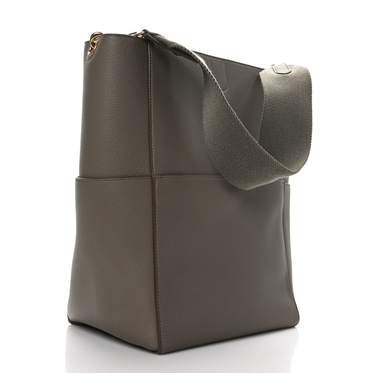 Soft Grained Calfskin Sangle Bucket Bag Taupe