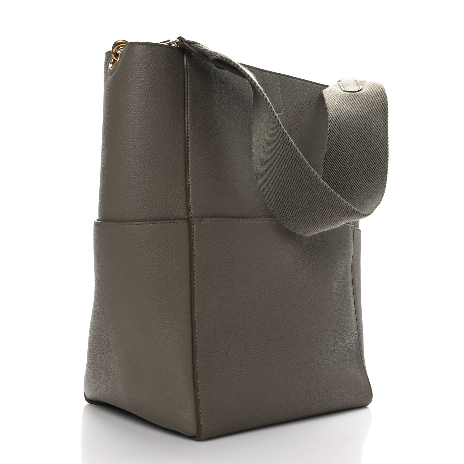 Celine Soft Grained Calfskin Sangle Bucket Bag Taupe 3 of 7