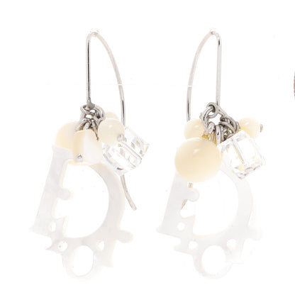 Christian Dior Mother Of Pearl Logo Dangle Earrings White 1 of 3