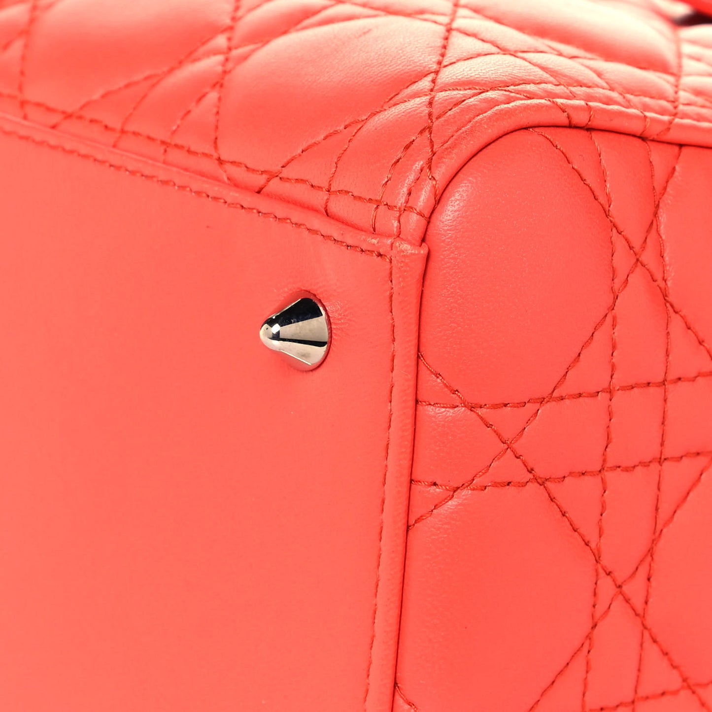 Lambskin Cannage Medium Lady Dior Coral
