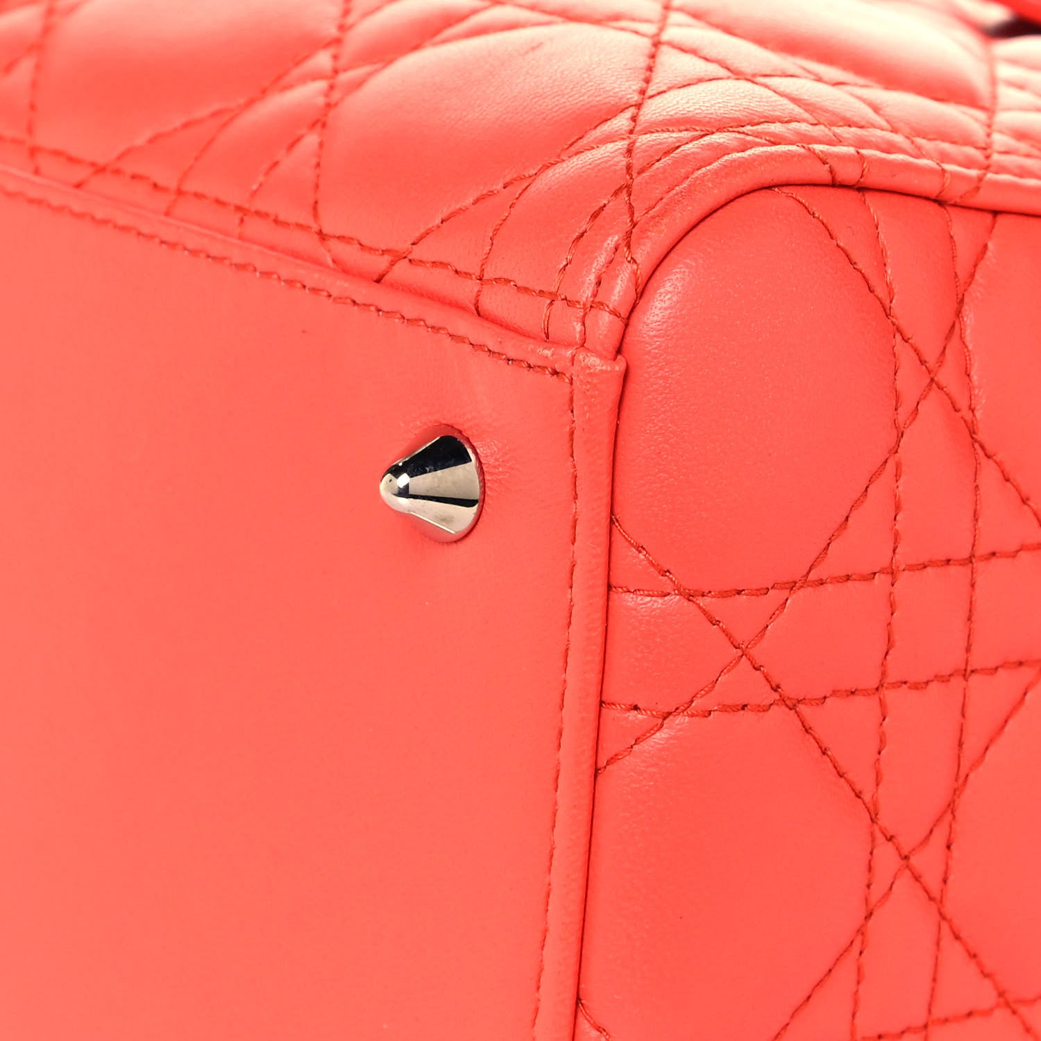Christian Dior Lambskin Cannage Medium Lady Dior Coral 9 of 11