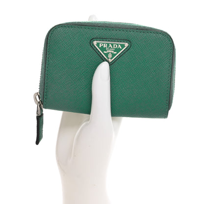 Prada Saffiano Metal Zip Coin Purse Menta 2 of 9