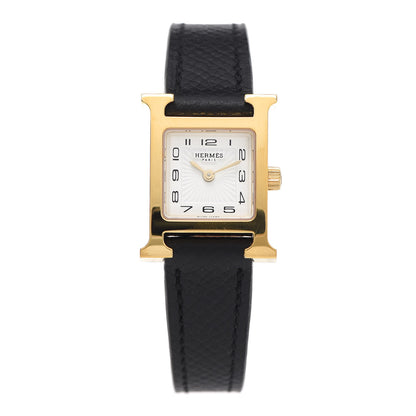 Hermes Stainless Steel Epsom 17.2mm Heure H Hour Quartz Watch Noir 1 of 5
