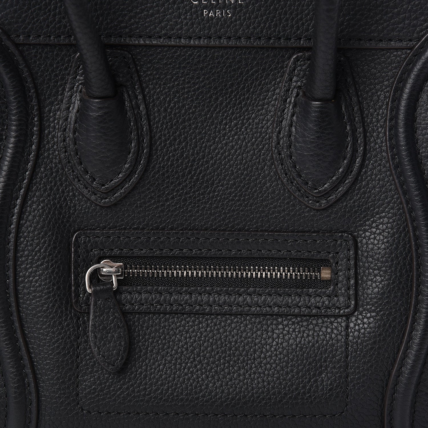 Celine Drummed Calfskin Nano Luggage Black 10 of 12