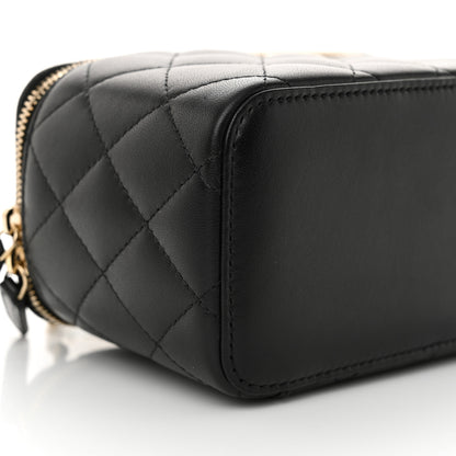 Chanel Lambskin Quilted Small Top Handle Vanity Case With Chain Black 9 of 10