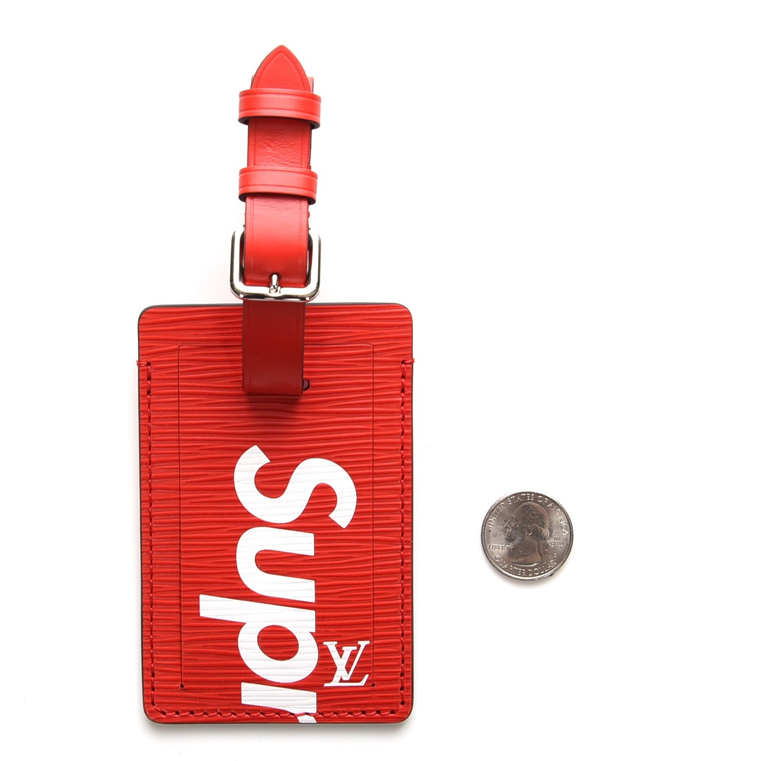Louis Vuitton X SUPREME Epi Luggage Tag Red 2 of 4