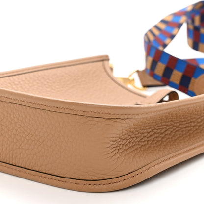Hermes Taurillon Clemence Maxi Quadrille Evelyne TPM Chai Bleu Bill Biscuit 9 of 10