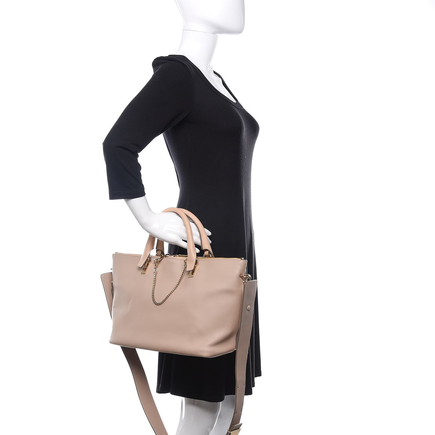 Chloe Smooth Calfskin Medium Baylee Tote Cashmere Grey Rope Beige 3 of 11