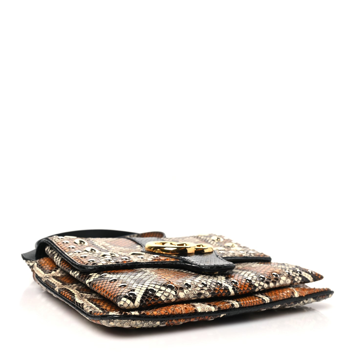 Snakeskin Medium Arli Flap Shoulder Bag Cognac Black