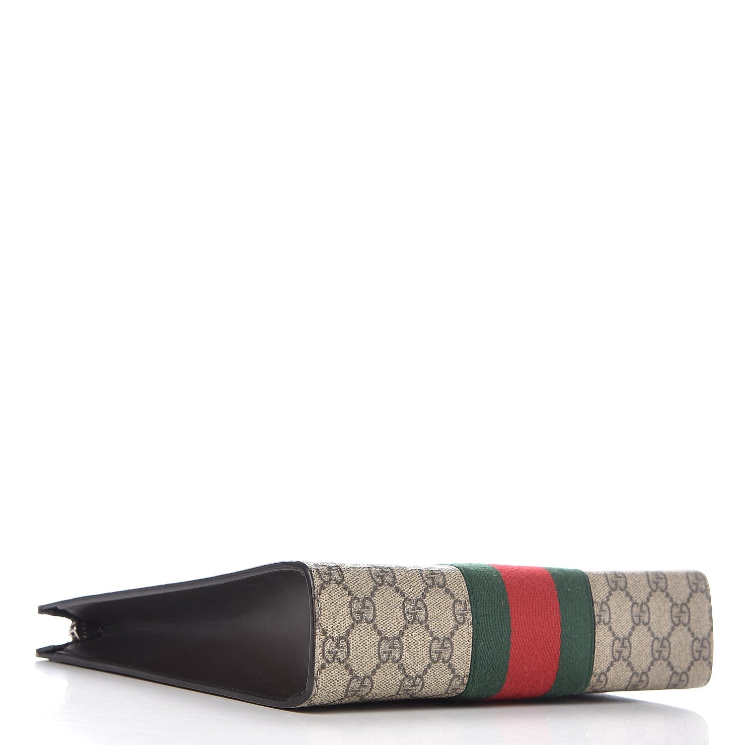 Gucci GG Supreme Monogram Selleria Calfskin Web New Web Cosmetic Case Beige Ebony Cocoa 4 of 10