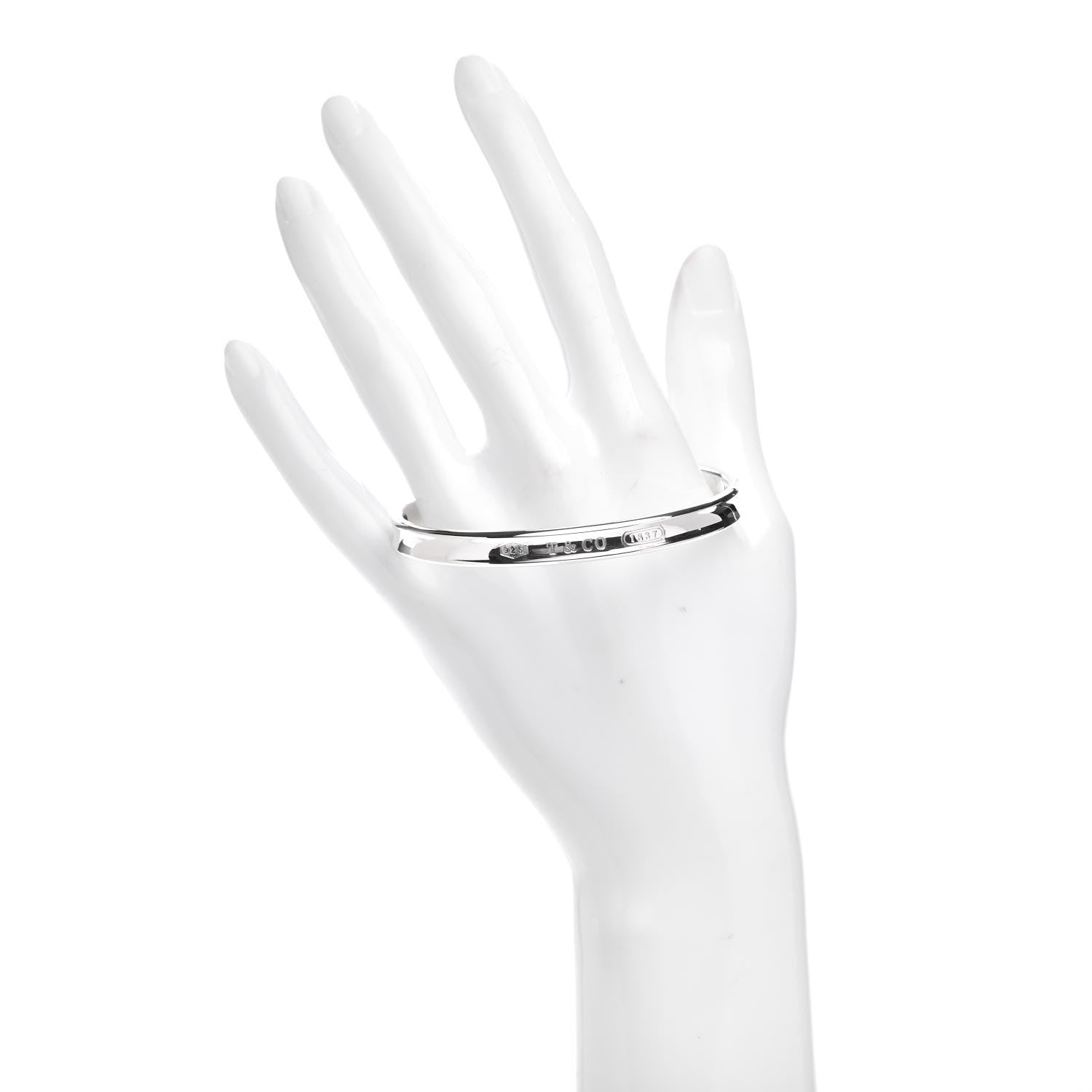 Tiffany Sterling Silver Narrow 1837 Bangle Bracelet 2 of 4