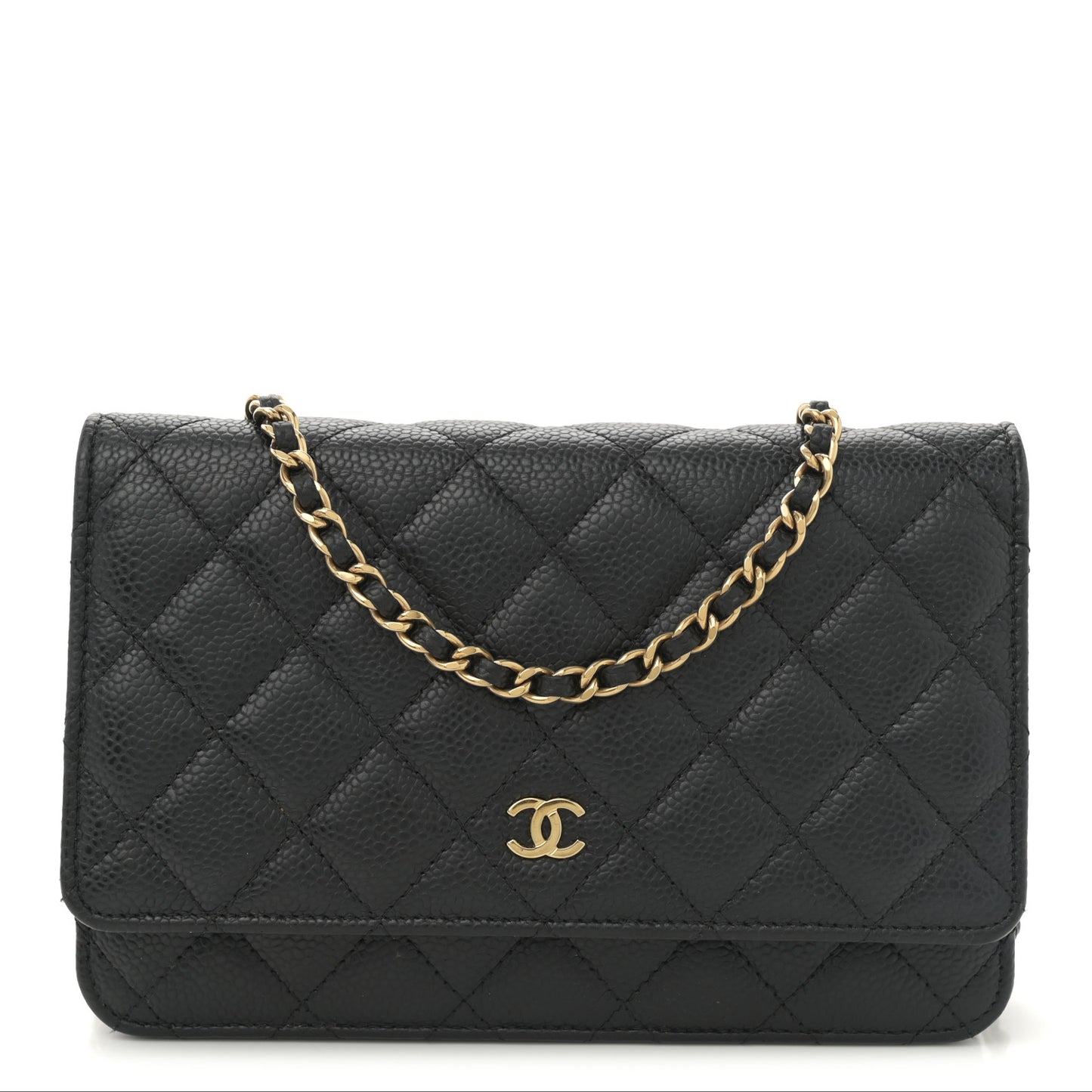 Caviar Quilted Wallet on Chain WOC Black