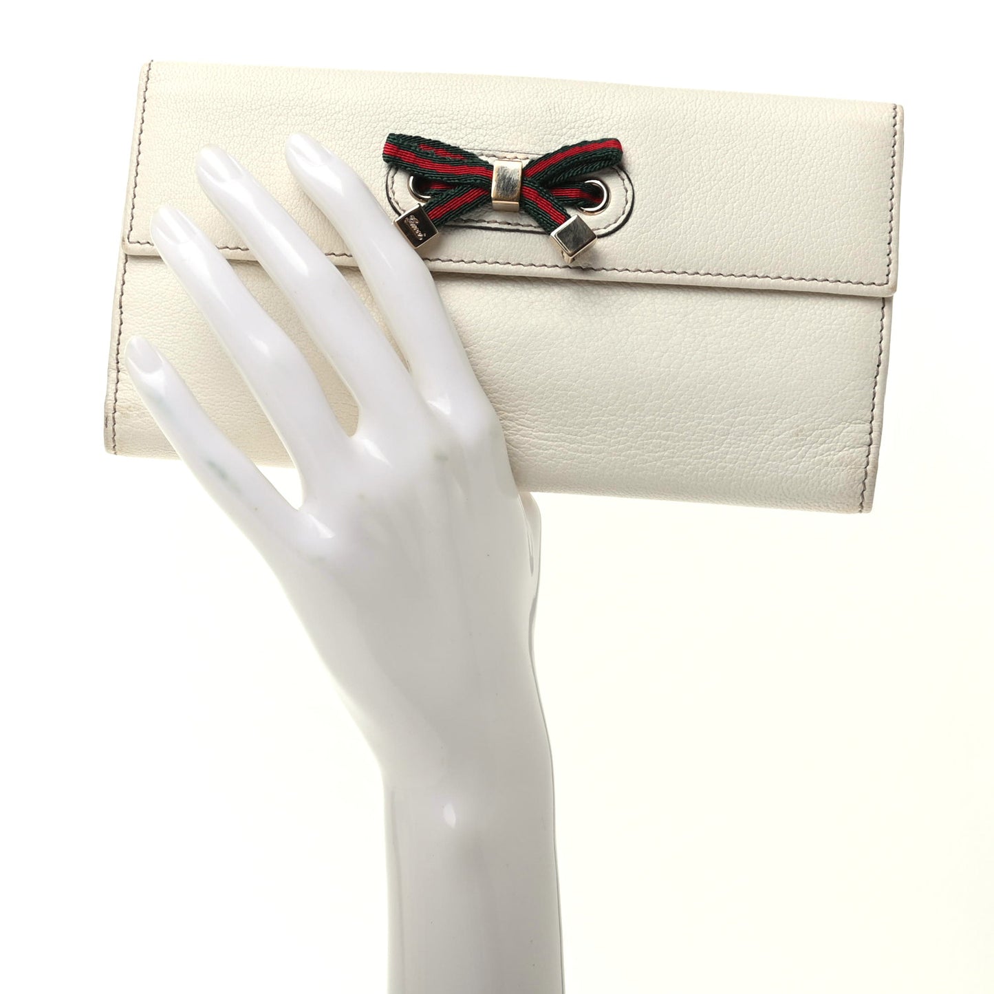 Calfskin Princy Continental Wallet White