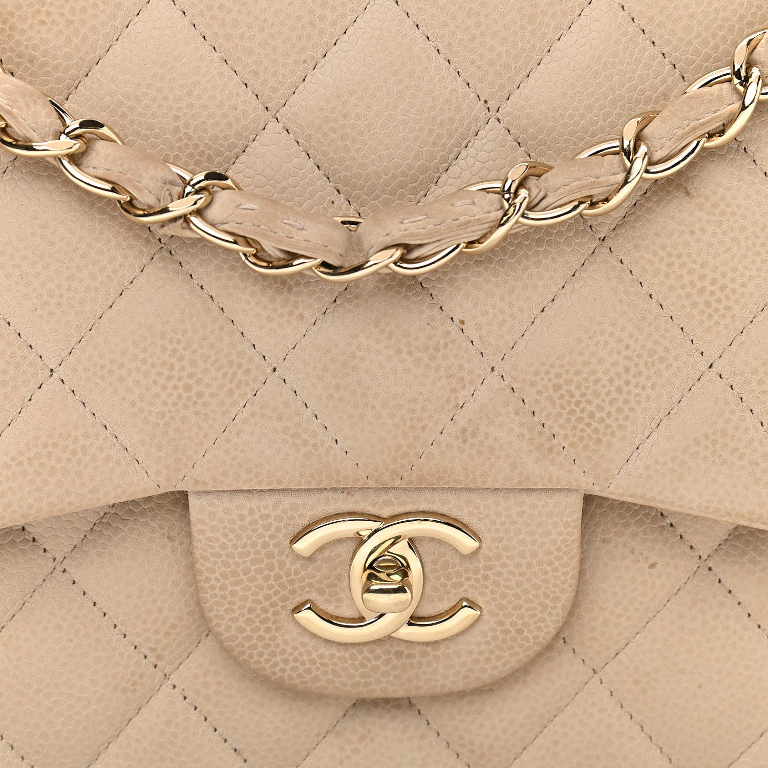 Chanel Iridescent Caviar Quilted Jumbo Double Beige 8 of 17