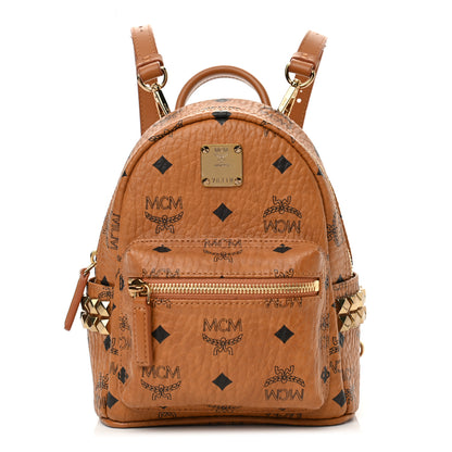 MCM Visetos Side Stud X-Mini Stark Bebe Boo Backpack Cognac 1 of 12