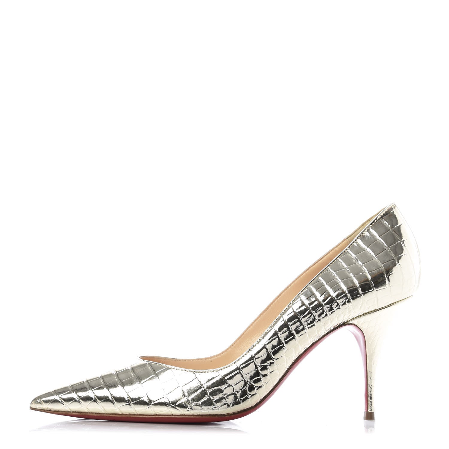 Christian Louboutin Metallo Cocco Clare 80 Pumps 40 Platine 1 of 8