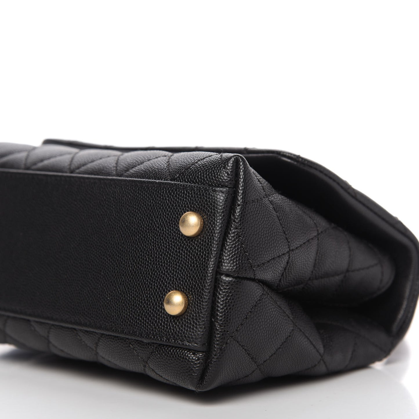 Caviar Lizard Quilted Mini Coco Handle Flap Black