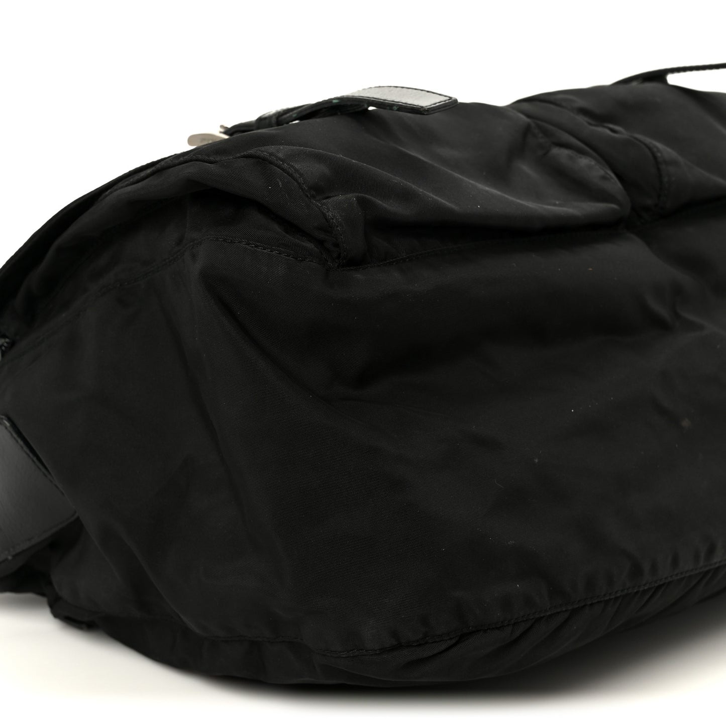 Tessuto Nylon Saffiano Double Buckle Messenger Shoulder Bag Black
