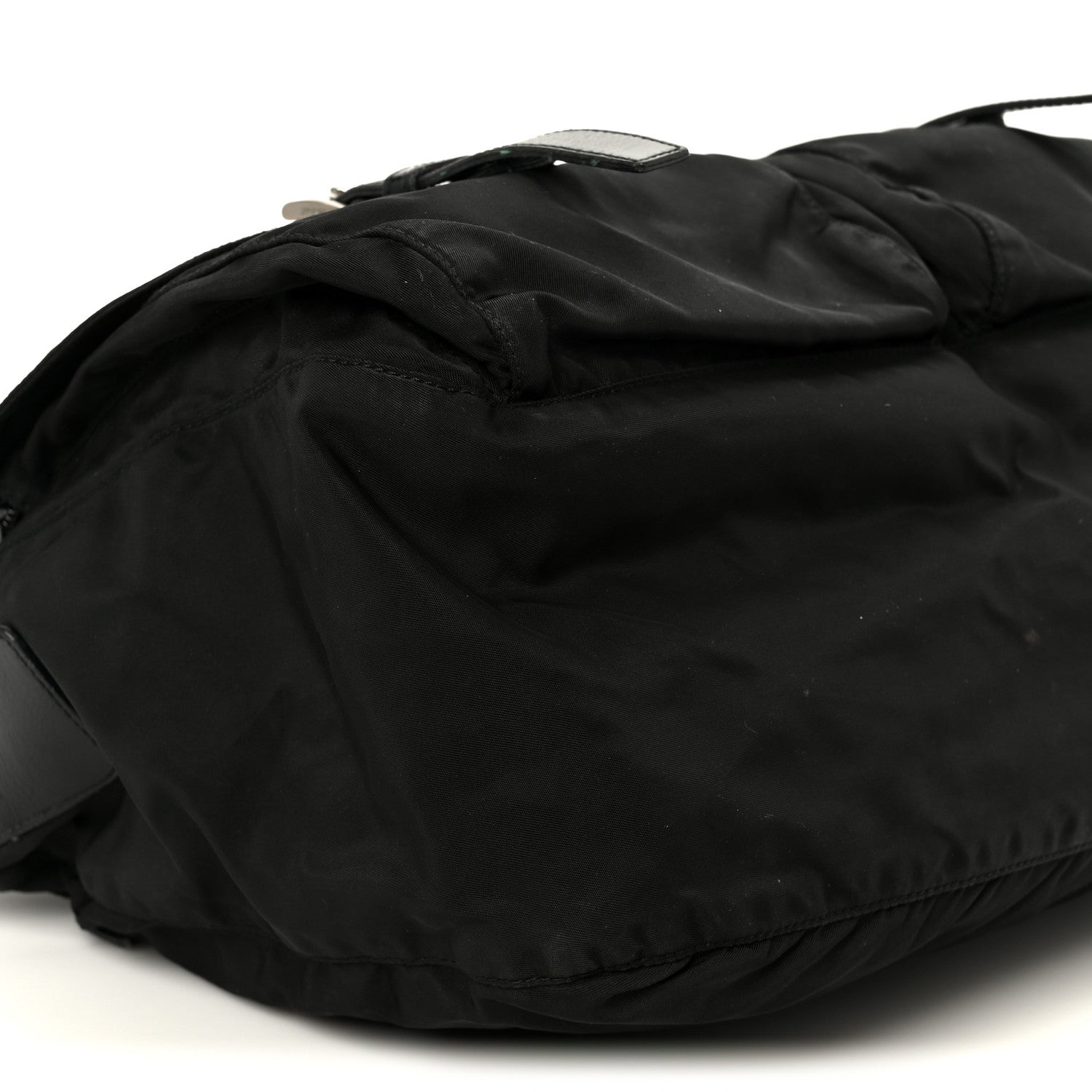 Prada Tessuto Nylon Saffiano Double Buckle Messenger Shoulder Bag Black 9 of 13