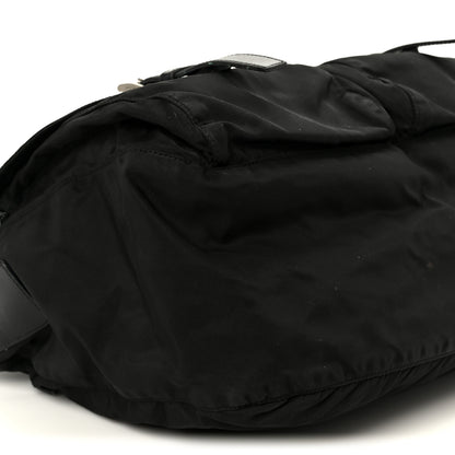 Prada Tessuto Nylon Saffiano Double Buckle Messenger Shoulder Bag Black 9 of 13