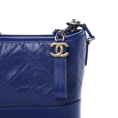 Chanel Aged Calfskin Quilted Small Gabrielle Hobo Blue 10 of 11