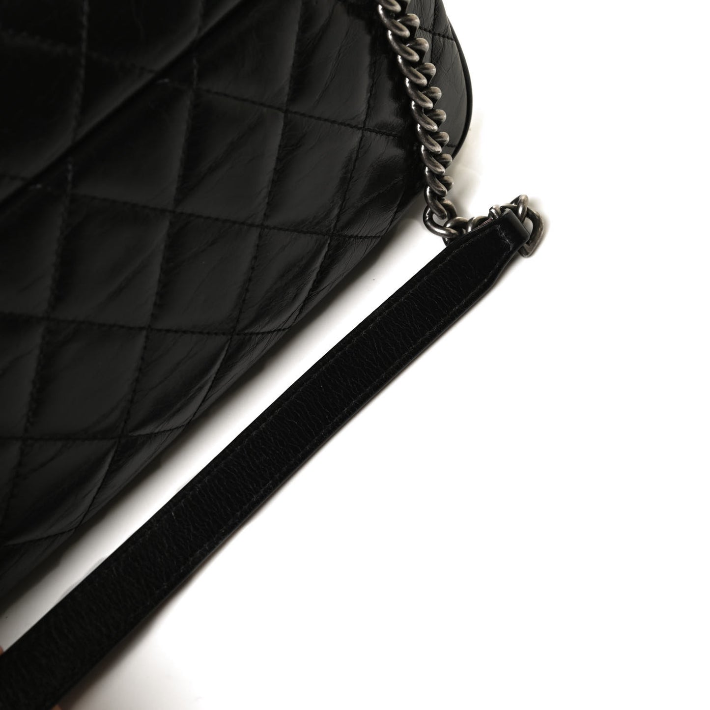 Glazed Calfskin Medium Duo Color Flap Black