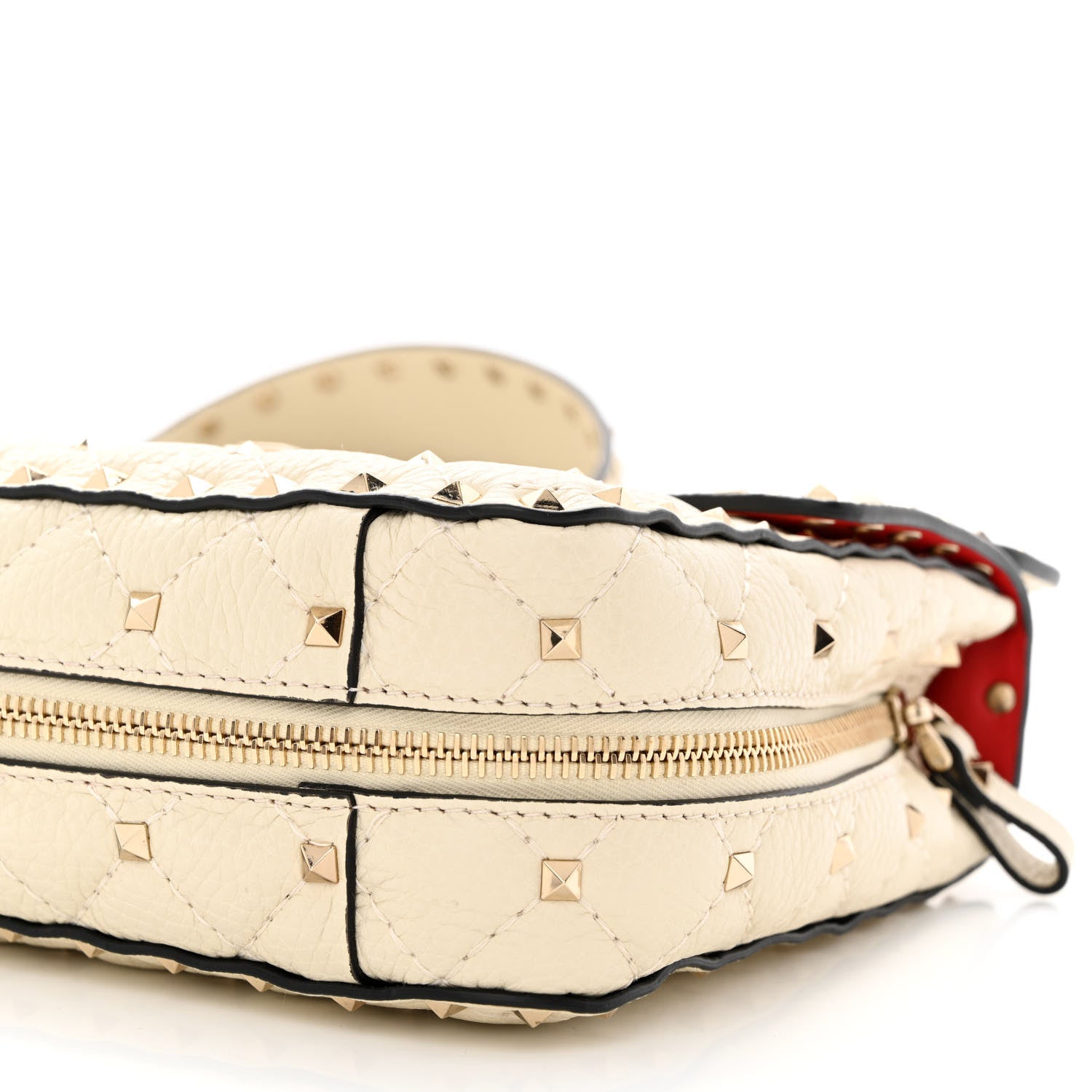 Valentino Garavani Grained Calfskin Medium Rockstud Spike Shoulder Bag Light Ivory 9 of 9