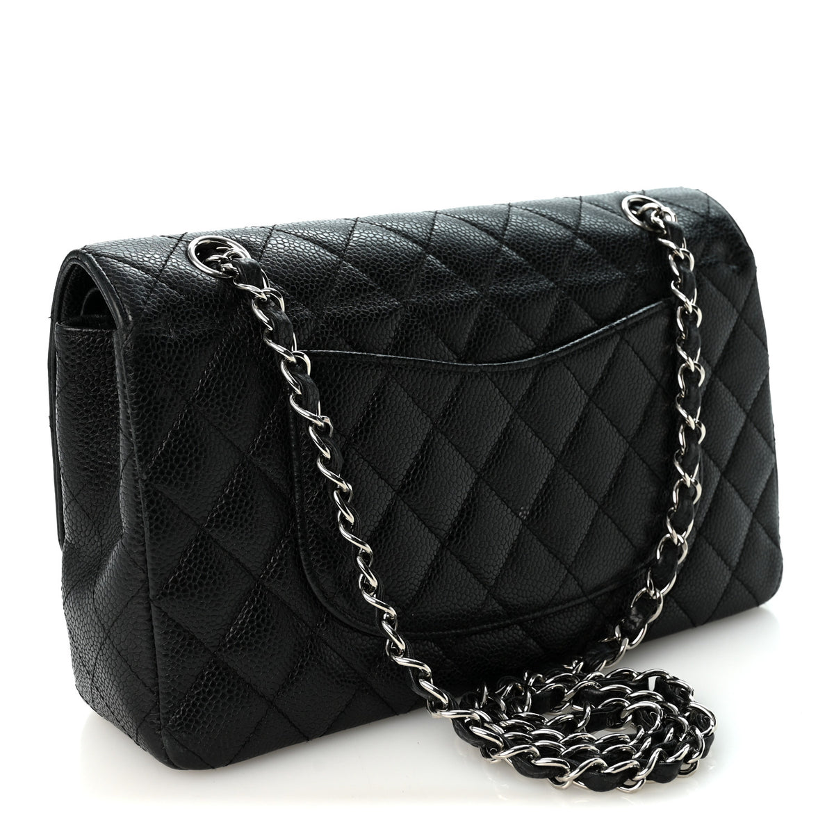 Caviar Quilted Medium Double Flap Black