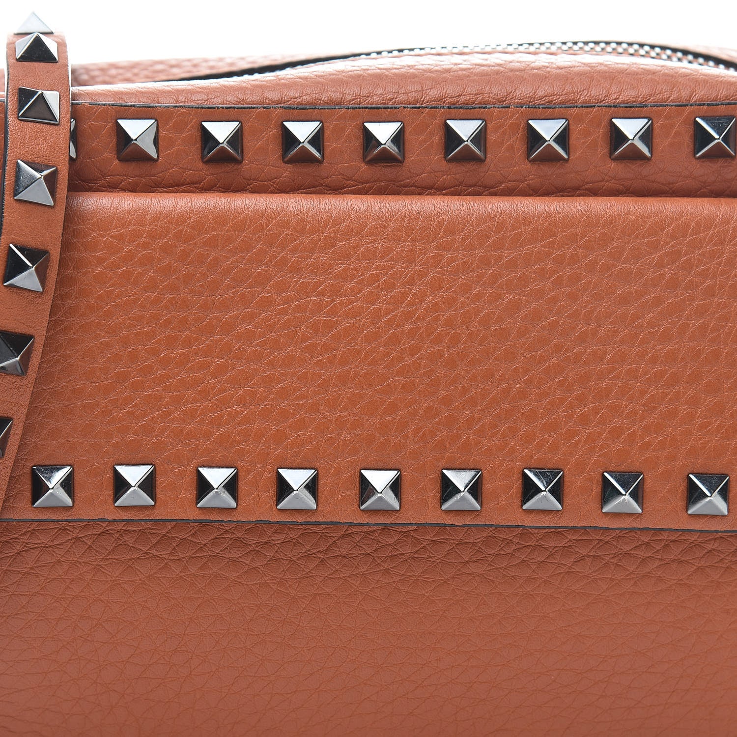 Valentino Garavani Pebbled Calfskin Rockstud Flap Pocket Camera Crossbody Bag Orange 8 of 13