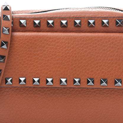 Valentino Garavani Pebbled Calfskin Rockstud Flap Pocket Camera Crossbody Bag Orange 8 of 13