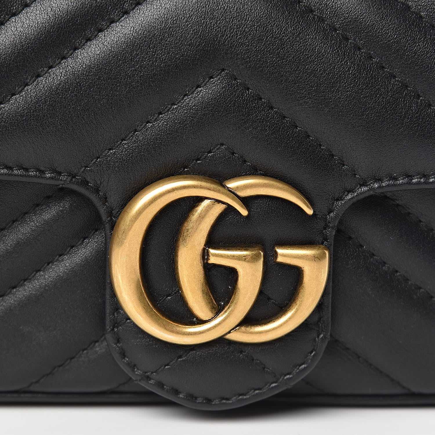 Gucci Calfskin Matelasse Super Mini GG Marmont Shoulder Bag Black 8 of 11