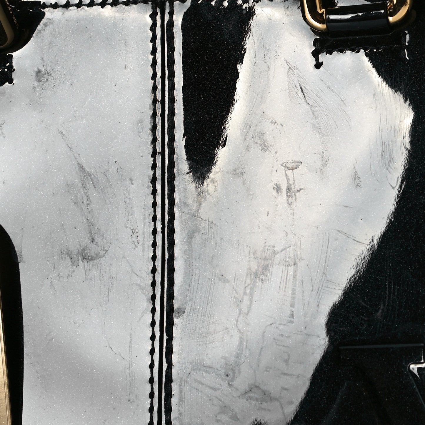 Patent Calfskin Miroir Tote Black
