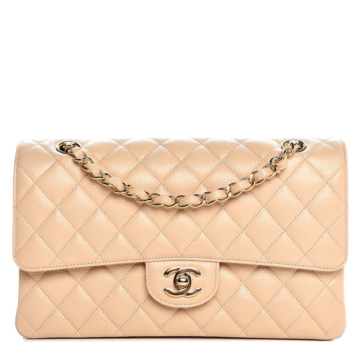 Chanel Caviar Quilted Medium Double Flap Light Beige 1 of 8