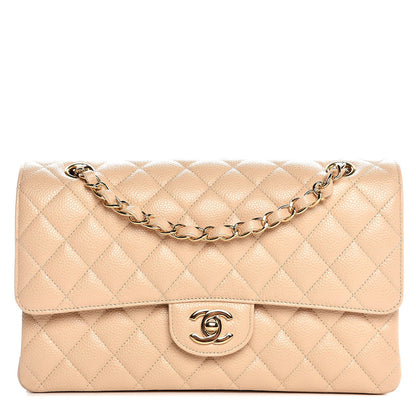 Chanel Caviar Quilted Medium Double Flap Light Beige 1 of 8