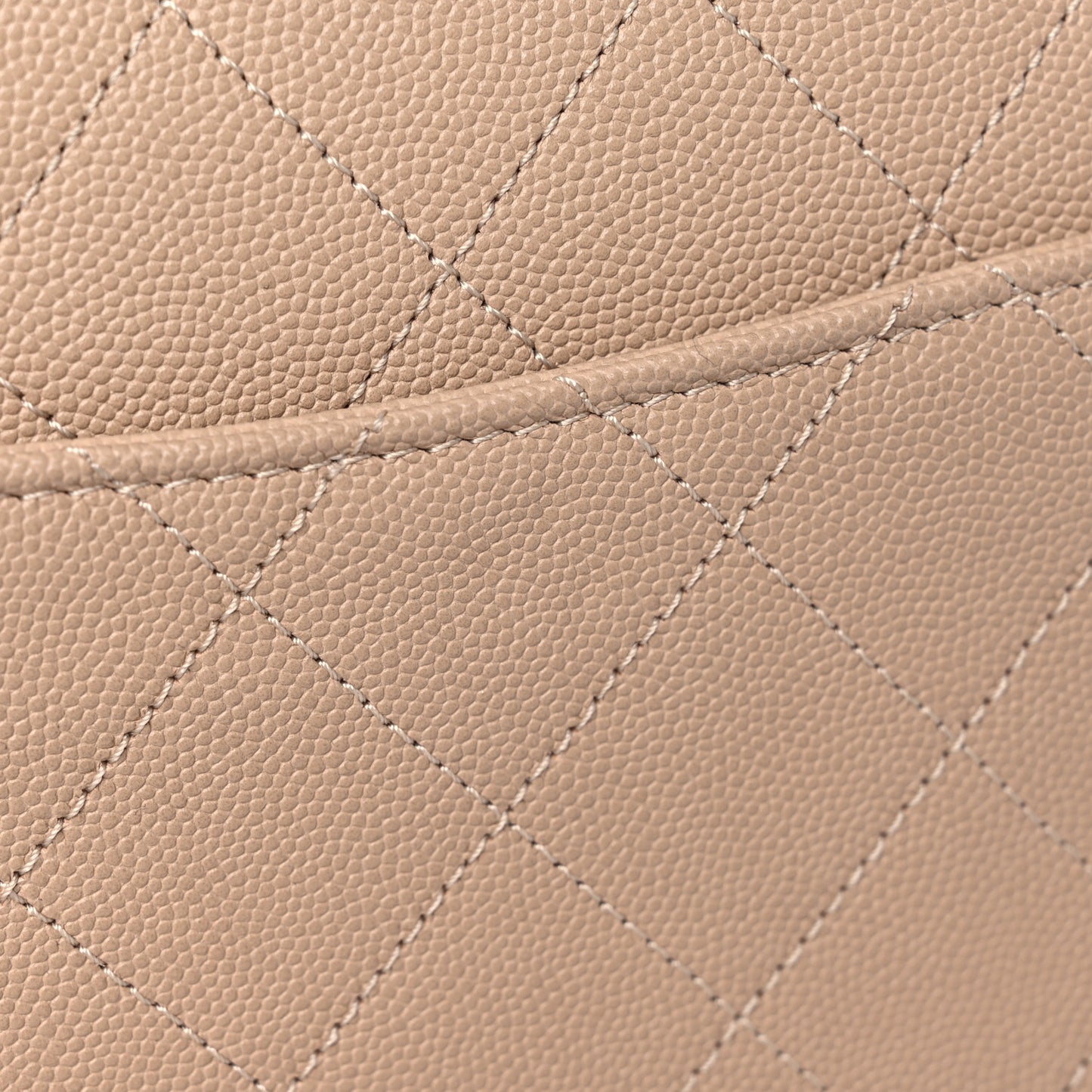 Caviar Suede Stitched Lady Coco Flap Beige