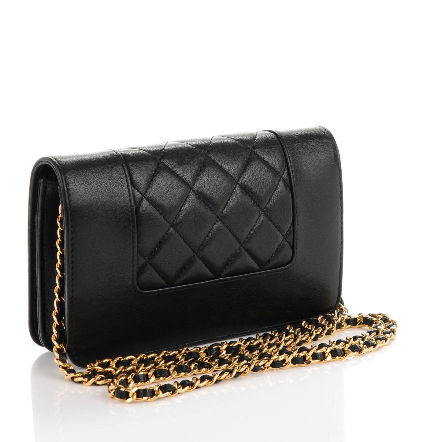 Sheepskin Quilted Mademoiselle Vintage Wallet On Chain WOC Black
