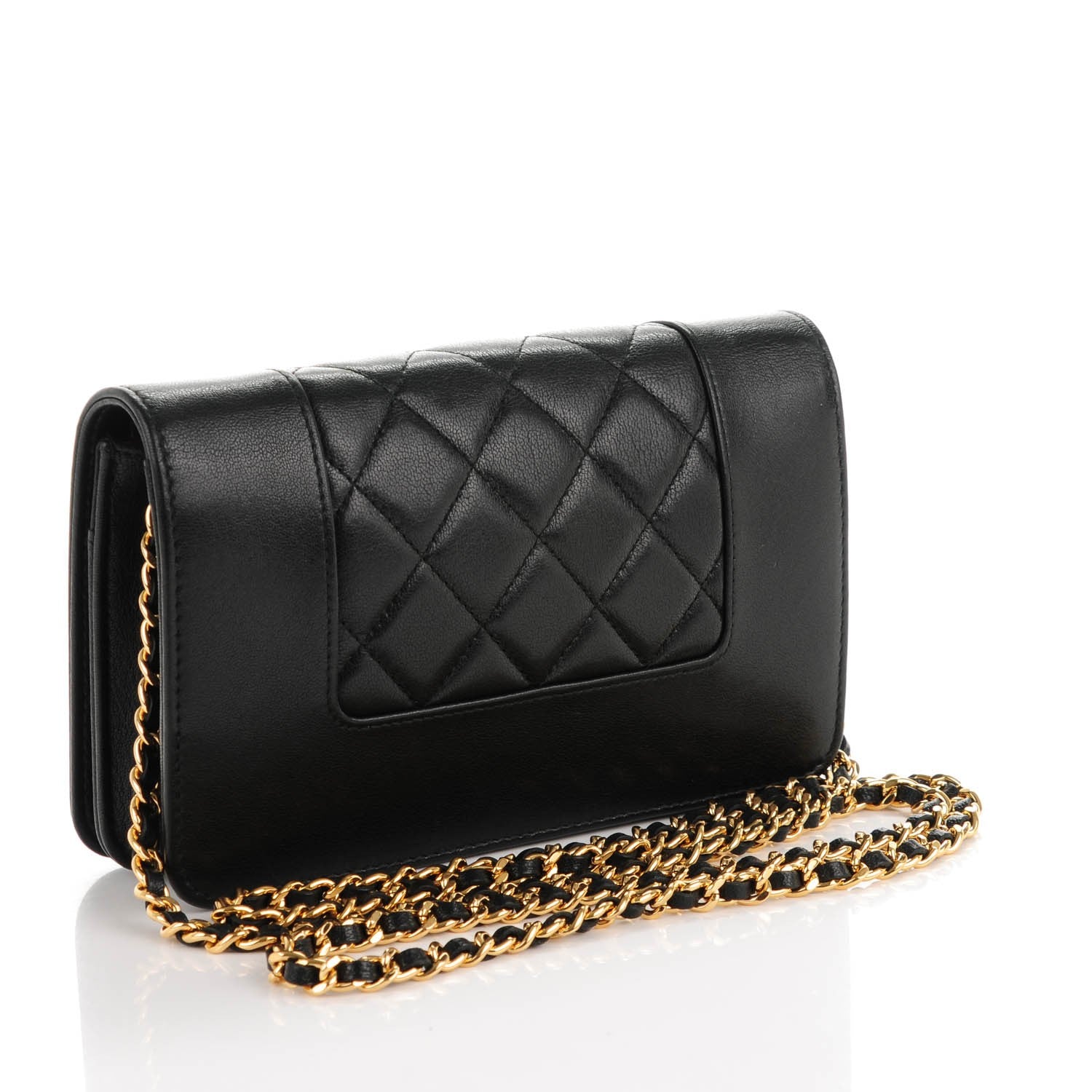 Chanel Sheepskin Quilted Mademoiselle Vintage Wallet On Chain WOC Black 3 of 9