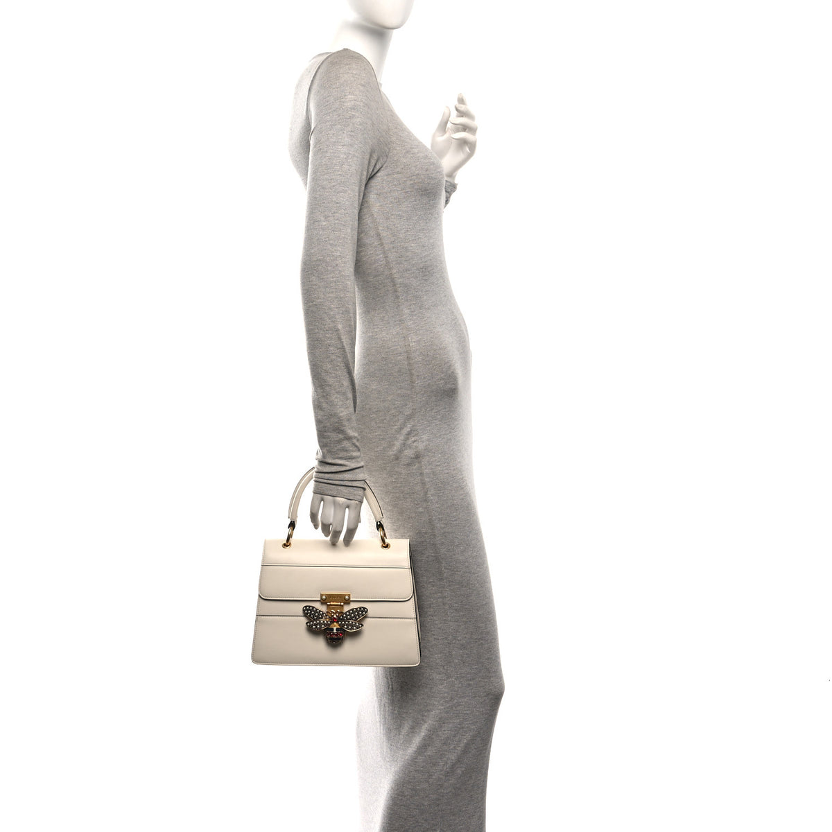 Calfskin Small Queen Margaret Top Handle Bag Mystic White