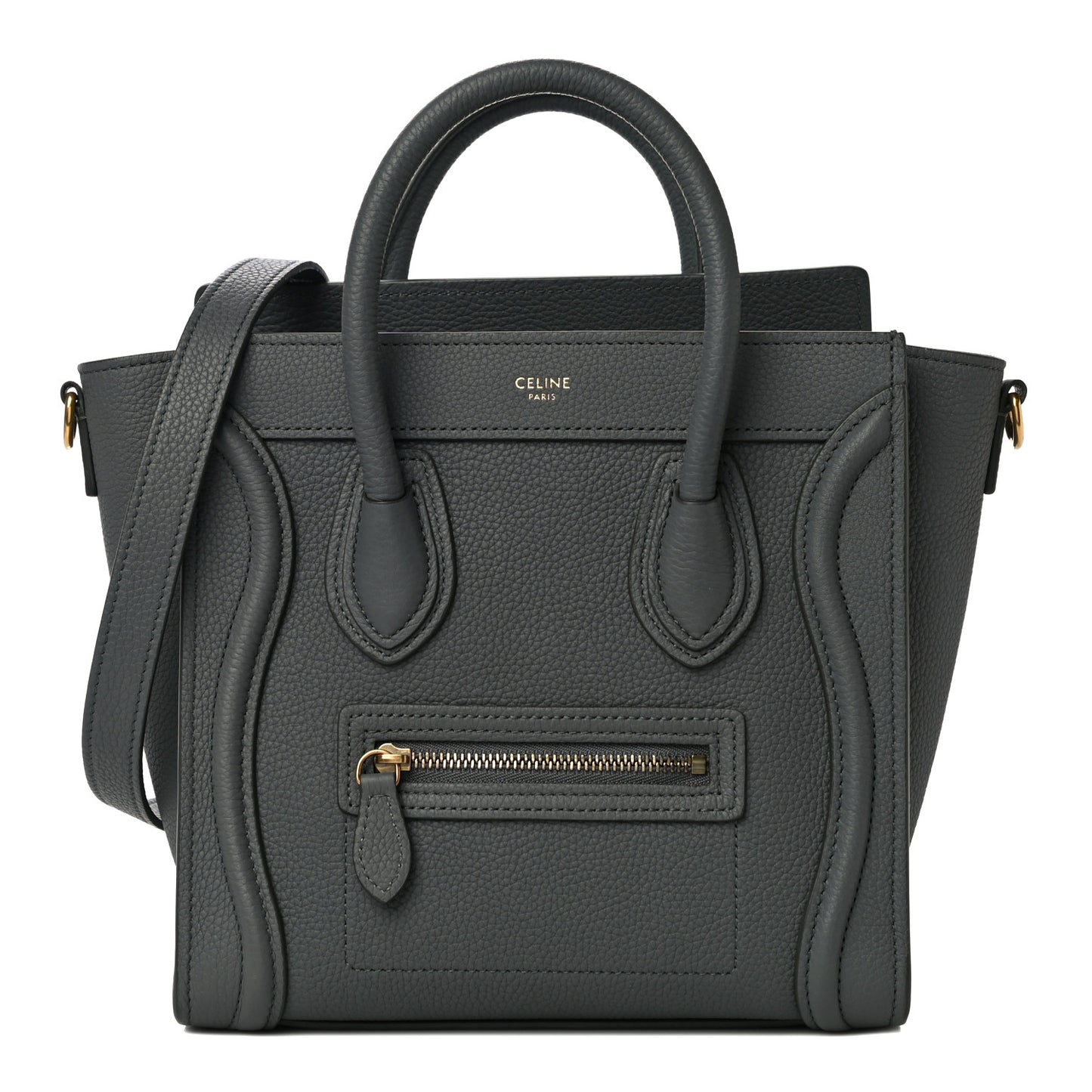 Baby Drummed Calfskin Nano Luggage Kohl