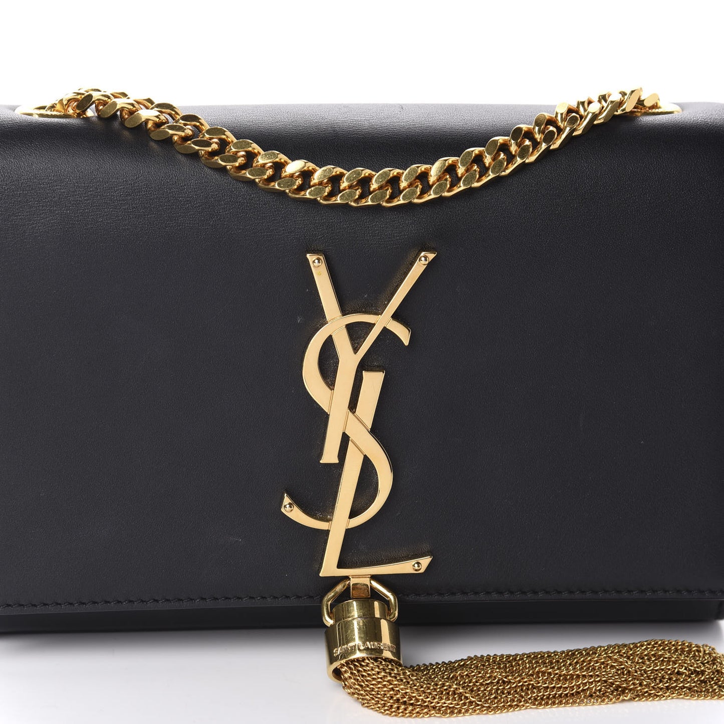 Calfskin Small Classic Monogram Kate Tassel Satchel Black