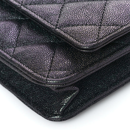 Chanel Iridescent Caviar Quilted Wallet On Chain WOC Black 10 of 11