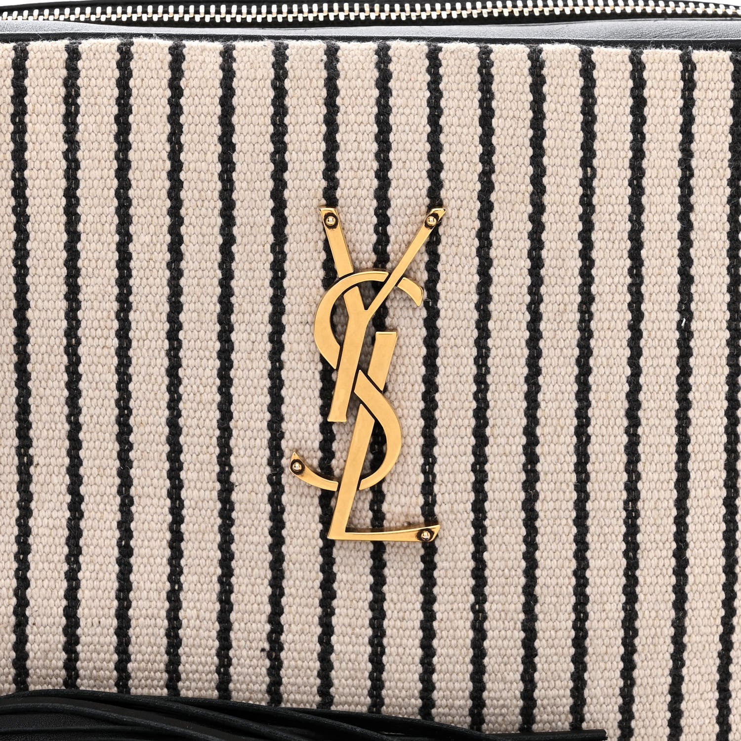 Saint Laurent Canvas Calfskin Monogram Lou Camera Bag Black Grey Cream 8 of 10