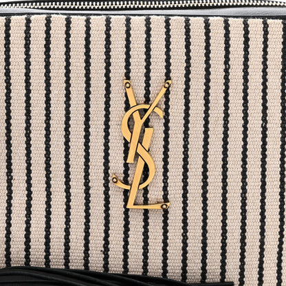 Saint Laurent Canvas Calfskin Monogram Lou Camera Bag Black Grey Cream 8 of 10