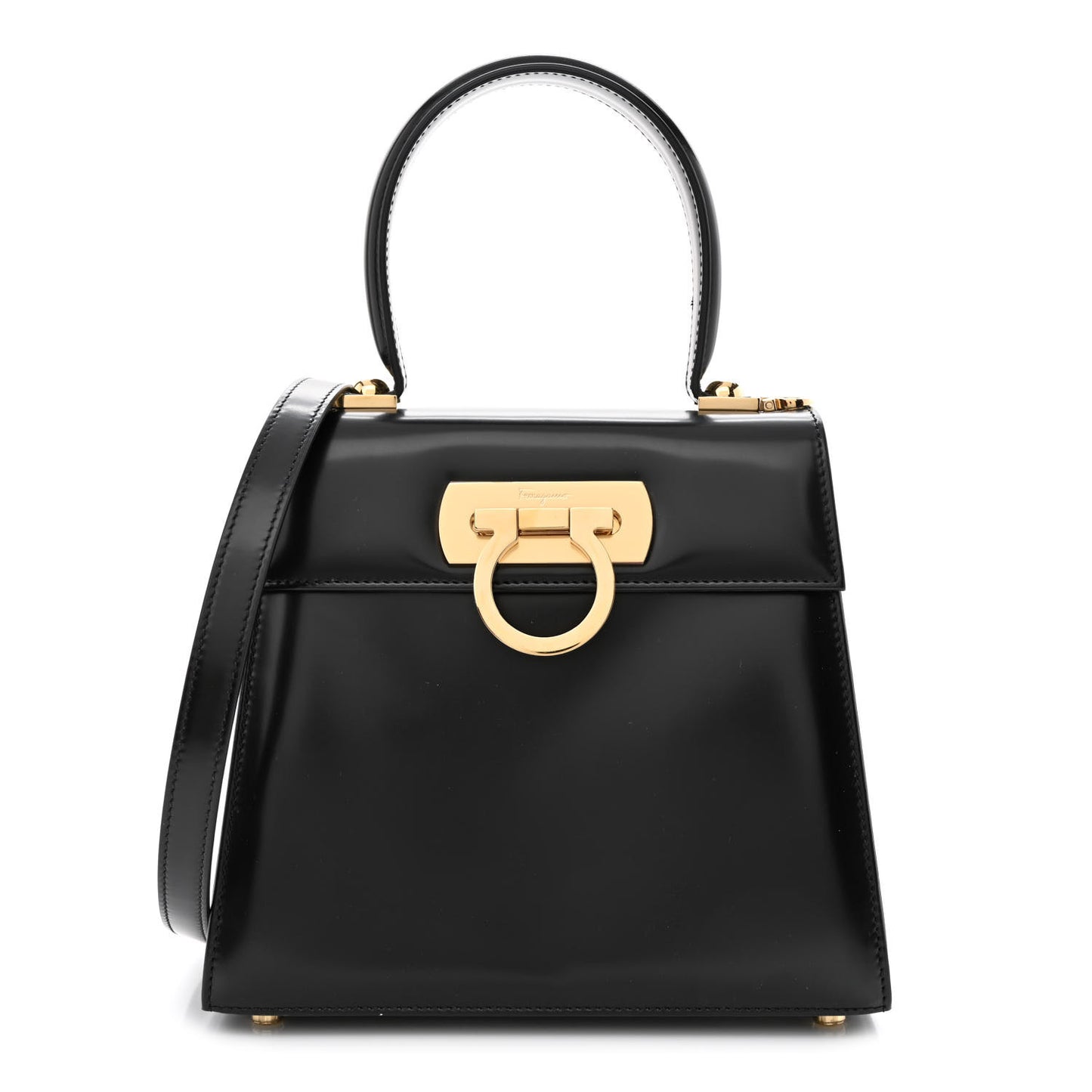 Brushed Off Calfskin Iconic Top Handle Bag Black