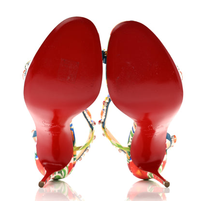 Christian Louboutin Crepe Satin Rosapetra 100 Sandals 38.5 Ludwig Multi 5 of 8