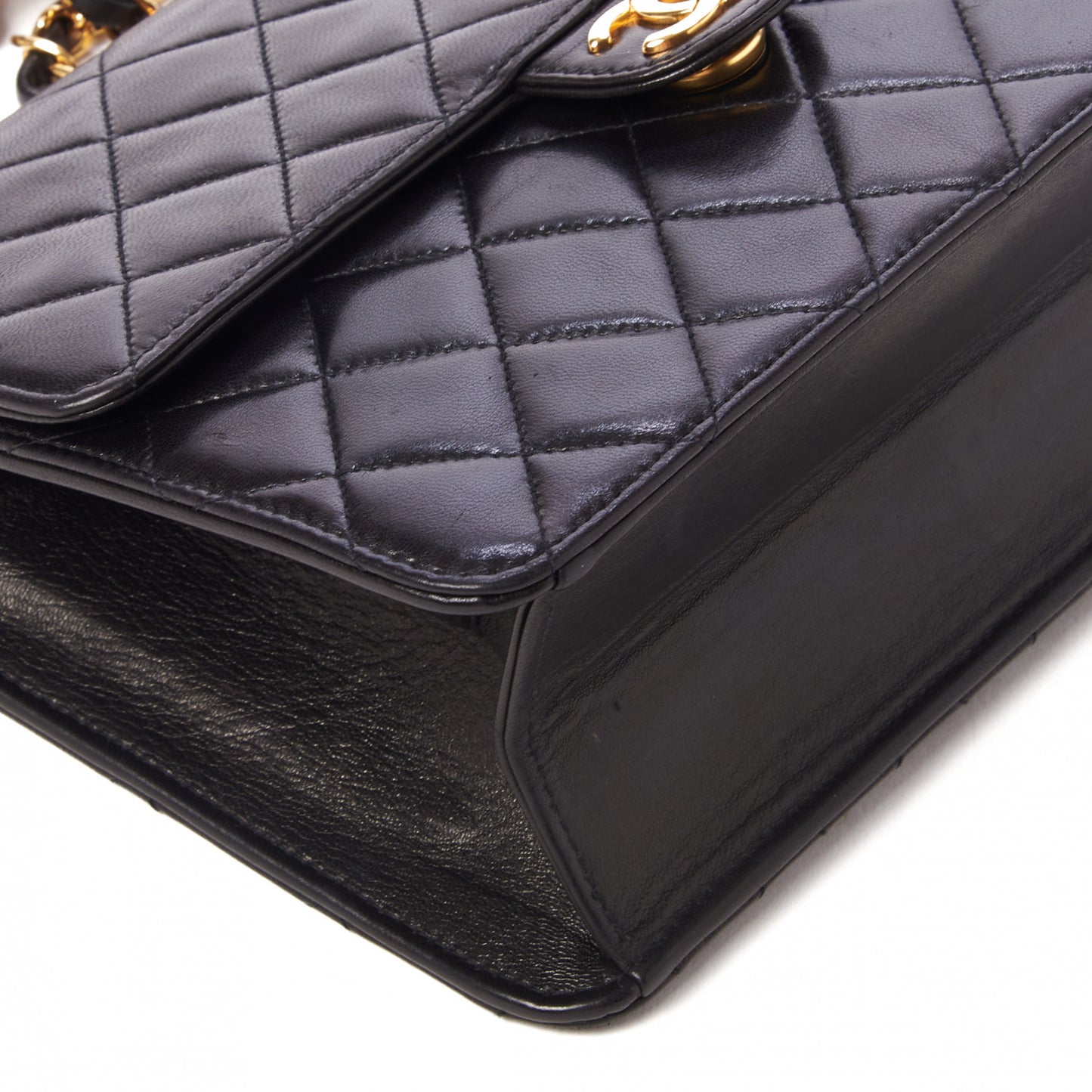 Lambskin Quilted Small Single Flap Black