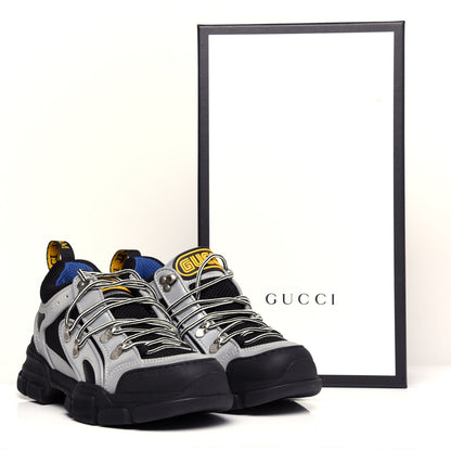 Gucci X SEGA Mesh Technical Canvas Calfskin Reflective Mens Flashtrek Sneakers 6 Silver Black 10 of 10