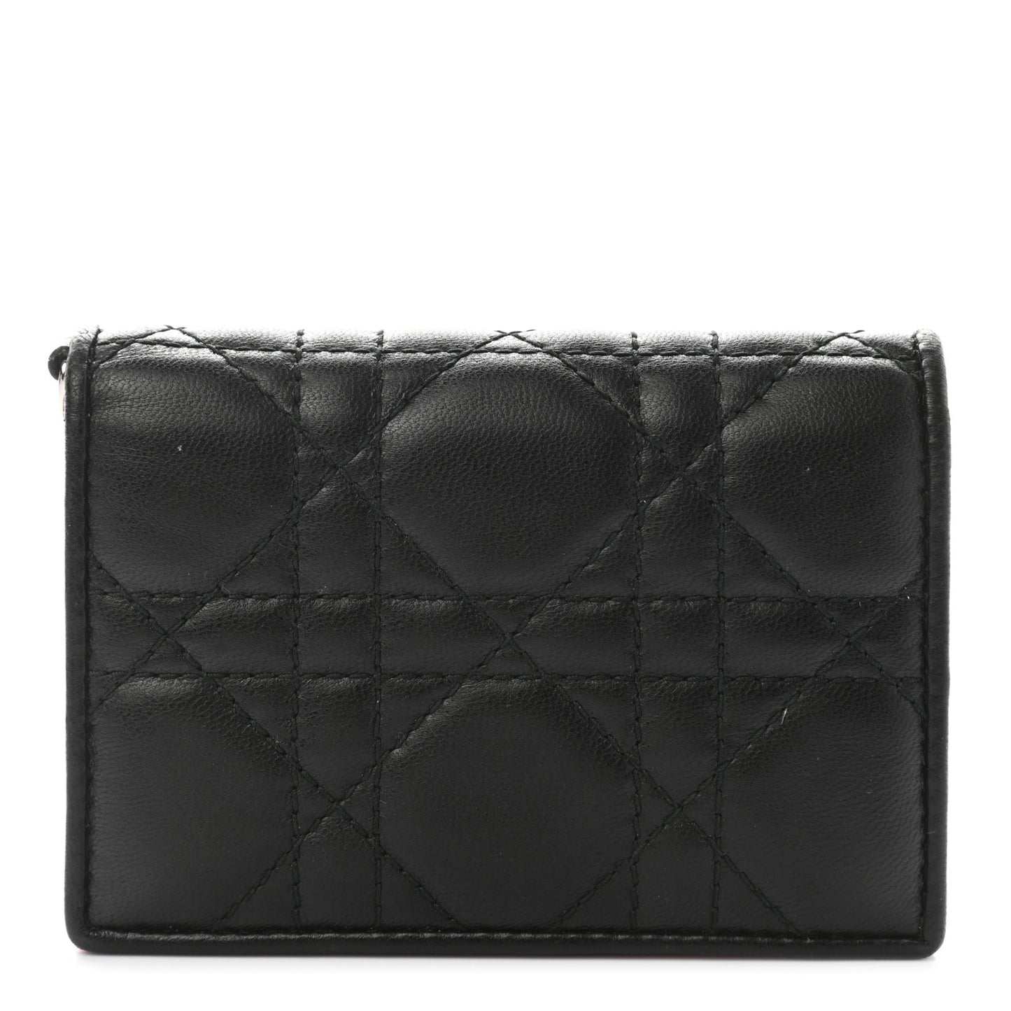 Lambskin Cannage Bi-Color Small Lady Dior Flap Card Holder Black Pink