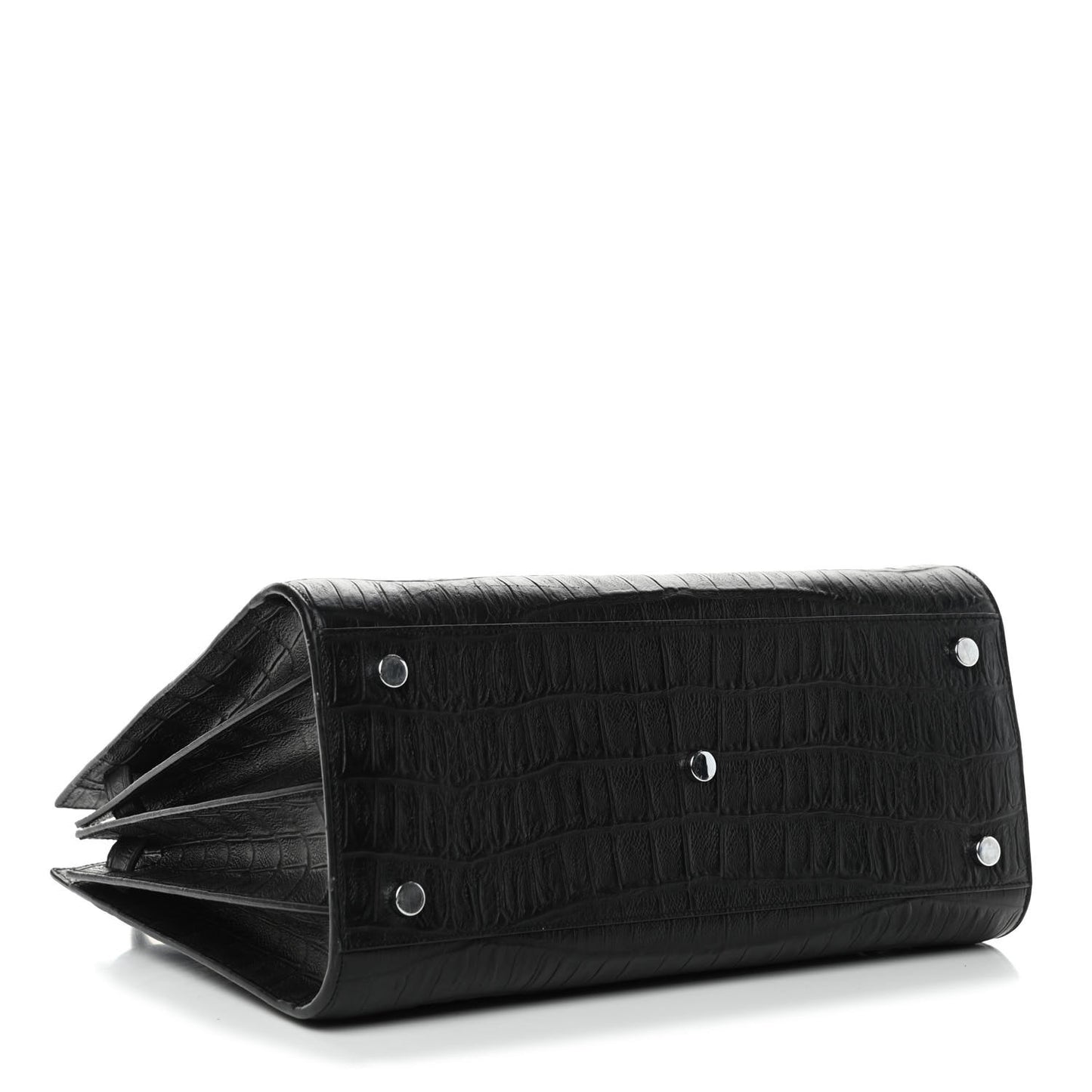 Calfskin Crocodile Embossed Small Sac de Jour Black